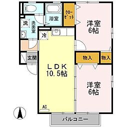 y・サイレントビレッジ久万ノ台A 2LDKの間取図画像