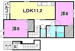 グランフレイム斉院 2LDKの間取図画像