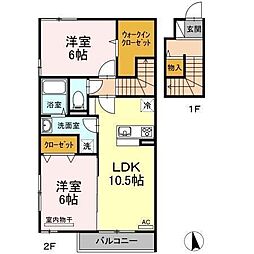 D-roomSachi 2LDKの間取図画像