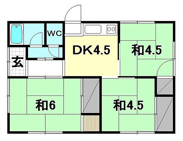 洲之内　博子　借家 014 号室｜愛媛県松山市居相2丁目(賃貸一戸建3DK・1階・44.55㎡)の写真 その2