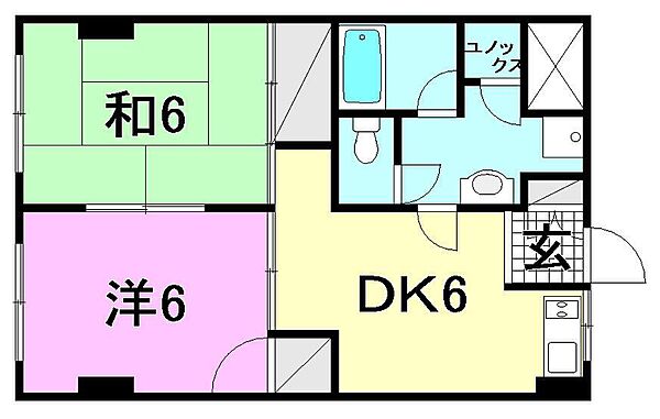 第三森ビル 405 号室｜愛媛県松山市東一万町(賃貸マンション2DK・4階・38.00㎡)の写真 その2