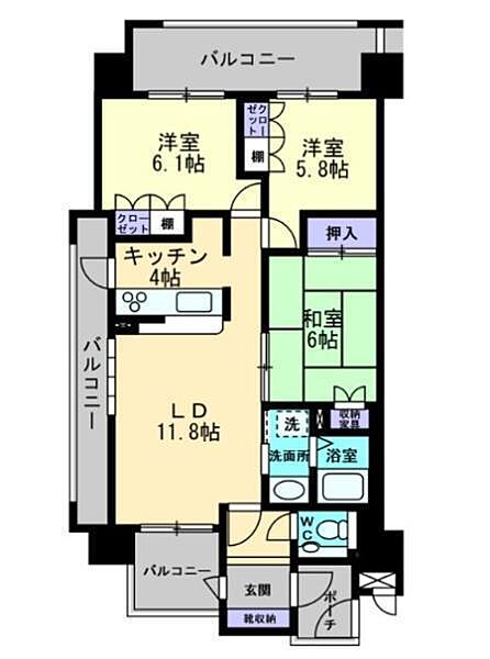 サーパス市駅前 504 号室｜愛媛県松山市千舟町6丁目(賃貸マンション3LDK・5階・72.01㎡)の写真 その2