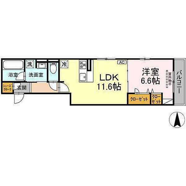 Ａｓａｋａｗａ1 202 号室｜愛媛県松山市西石井1丁目(賃貸アパート1LDK・2階・45.32㎡)の写真 その2