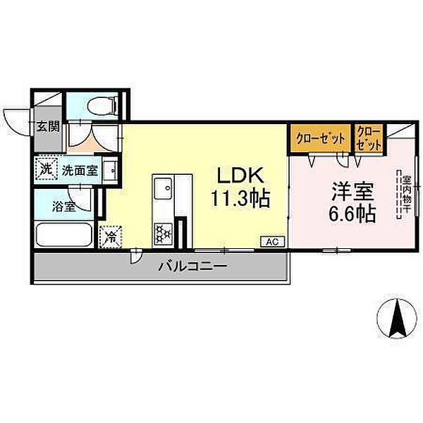 Ａｓａｋａｗａ1 203 号室｜愛媛県松山市西石井1丁目(賃貸アパート1LDK・2階・42.81㎡)の写真 その2