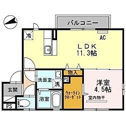 シャルム　立花 201 号室 2階1LDKの間取り
