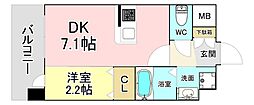 YSP八幡 1DKの間取図画像