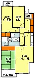 コートハウス藤ケ丘 3LDKの間取図画像