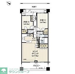 クレアヒルズあざみ野 2LDKの間取図画像