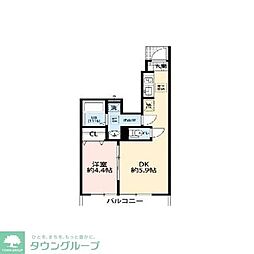 リコルデ田奈 1DKの間取図画像