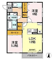 アトリオみなみだいら5 2LDKの間取図画像