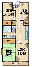 富士見台ハイツ 3LDKの間取図画像