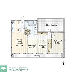 たまプラーザ美しが丘スカイマンションB棟 3LDKの間取図画像