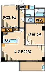 アオバフォーシーズン桜台 2LDKの間取図画像
