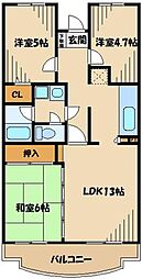 グランドヒル 2SLDKの間取図画像
