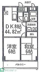 サンヒルズ中山 2DKの間取図画像