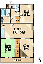 エーデルハイム 3LDKの間取図画像