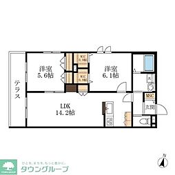 ヴェルデメゾンたまプラーザ 2LDKの間取図画像