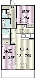 ルネスエスポワール 2LDKの間取図画像