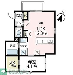 ストリーム鴨居 1LDKの間取図画像