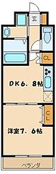 オークヒルズ壱番館 1DKの間取図画像