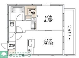 (仮称)新石川1丁目メゾン東棟 1LDKの間取図画像