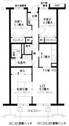 サンシャインヒルズ 3LDKの間取図画像