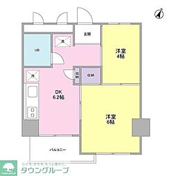 藤が丘音羽ハイツ 2DKの間取図画像