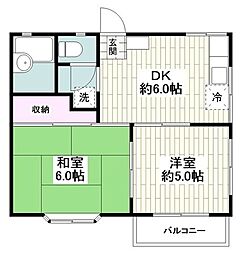 ルモニエ5号棟 2DKの間取図画像