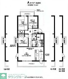オクトス市ケ尾5号棟 3LDKの間取図画像