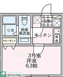 トリニア青葉台 1Kの間取図画像