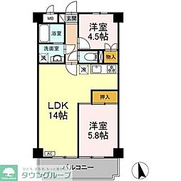 サニーハイライズ 2LDKの間取図画像