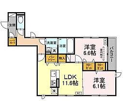 エスベランサクレスト 2LDKの間取図画像