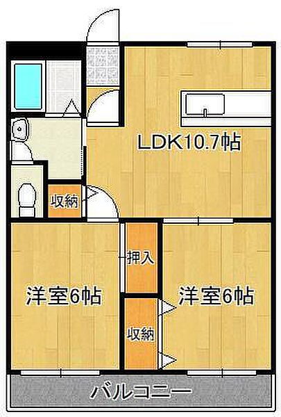 ユーハイム広徳 ｜福岡県北九州市小倉南区南方4丁目(賃貸アパート2LDK・2階・51.66㎡)の写真 その2