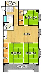 オアシス若園3 3LDKの間取図画像