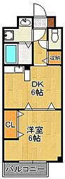 サンライフ徳力 1DKの間取図画像
