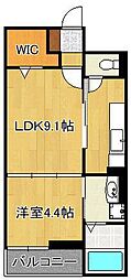 リッジクレスト 1DKの間取図画像