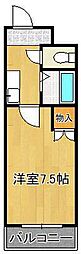 オリエンタル小倉南壱番館 1Kの間取図画像