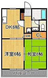 グリーンビレッジ湯川2 2DKの間取図画像
