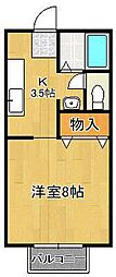 ハイツMEGUMI 1Kの間取図画像