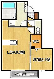 サンパール徳力 1LDKの間取図画像