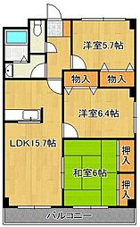 グラフキッズ企救丘 3LDKの間取図画像
