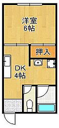 コーポ嵐山口 1DKの間取図画像