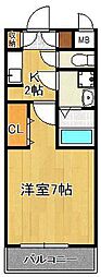 嵐山パレス 1Kの間取図画像