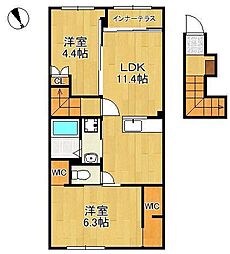 YENN 2LDKの間取図画像