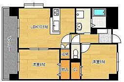 オータムパレス 2LDKの間取図画像