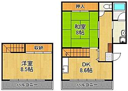 プレアール若園 2DKの間取図画像