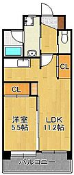 コンプレート富士見 1LDKの間取図画像