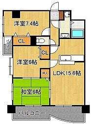 セントラル守恒 3LDKの間取図画像