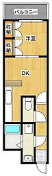 ニューエバーグリーン小倉 1DKの間取図画像
