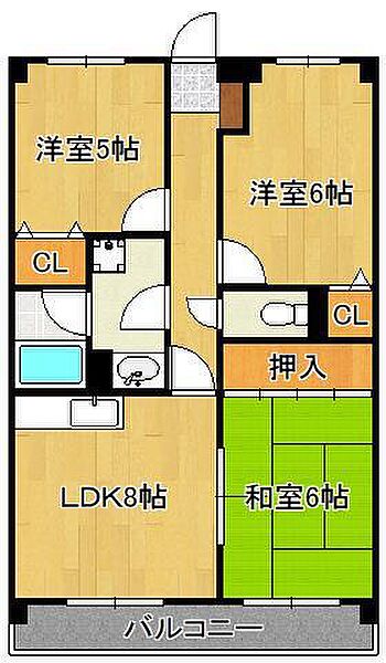 ア・ベール愛 ｜福岡県北九州市小倉南区南方3丁目(賃貸マンション3DK・1階・58.42㎡)の写真 その2